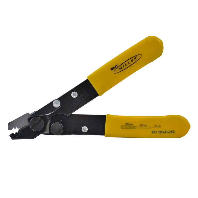 Miller FO 103-D Series Dual Hole Fiber Optic Stripper for Working Technicians, Electricians, and Installers, V-Shaped Opening, Safe Cable Tool, Easily Portable Wire Stripper, 2.72 Ounces - Image 1